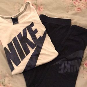 Nike leggings with matching crop Nike shirt